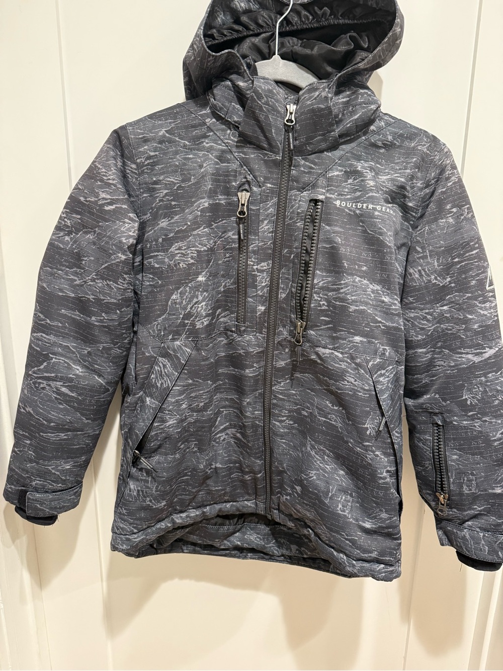 Kids' Boulder Gear Hooded Ski jacket- Charcoal Gray